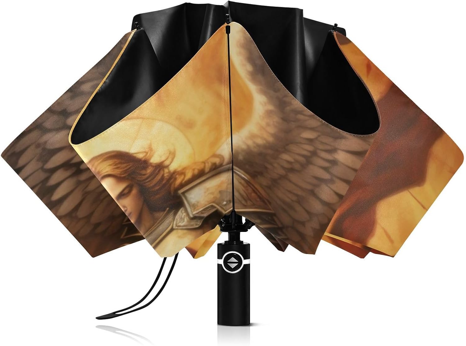 UV Protection Travel Umbrella Archangel Michae Wings Knight Compact for Rain and Sun - Auto Open and Close UPF 50+ Windproof Portable 46” Sun Umbrella for Women and Men