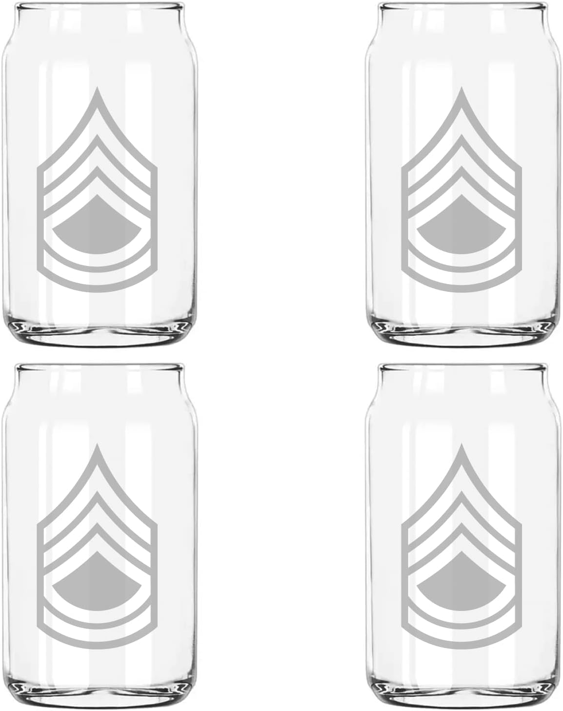 Milk Mug Designs US Army Sergeant First Class E-7 Etched 5 Ounce Beer Can Taster Glass Pack of 4 [Four]