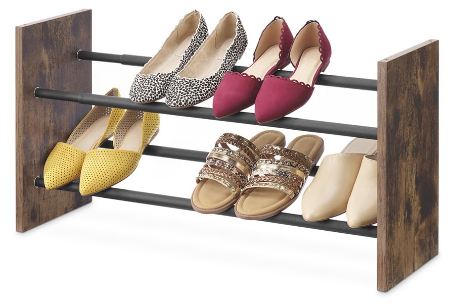 Étagère à chaussures extensible Whitmor meuble de rangement 2 niveaux en métal