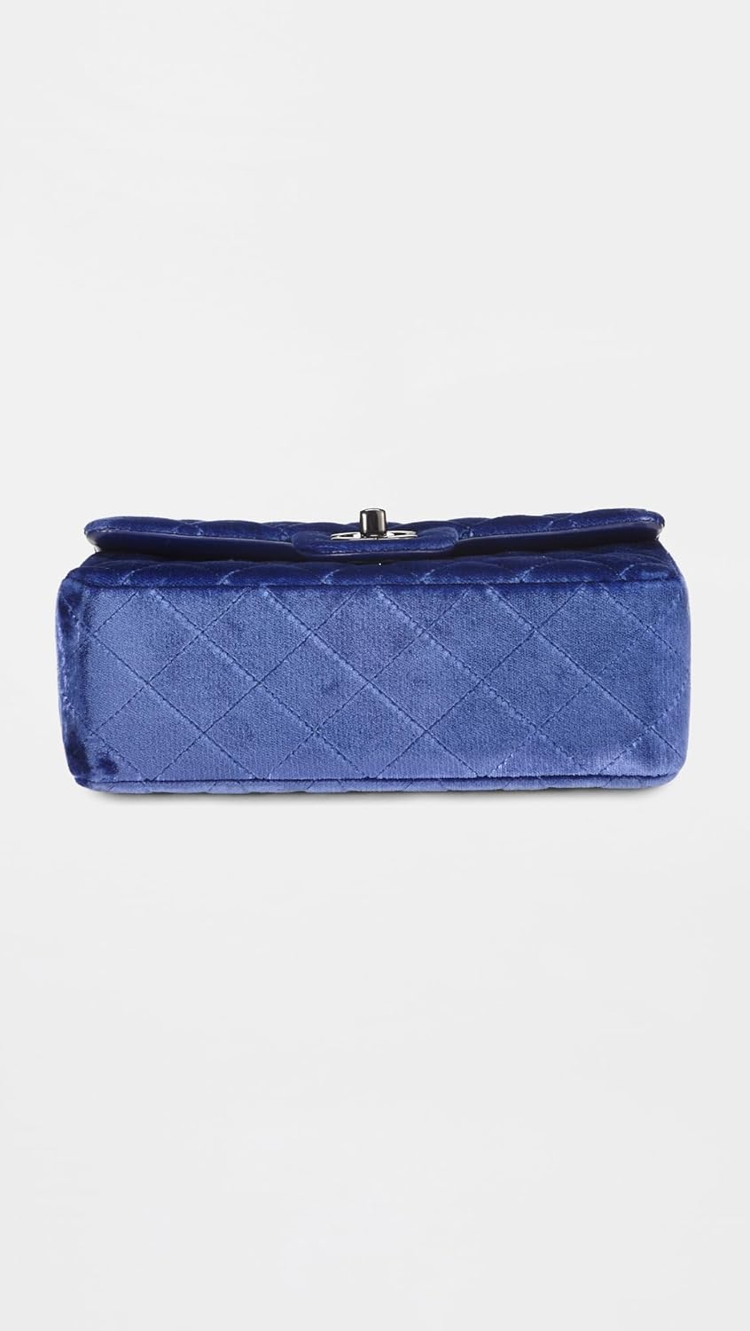 What Goes Around Comes Around Women's Pre-Loved Chanel Navy Velvet Rectangular Flap Mini Bag - Image 6