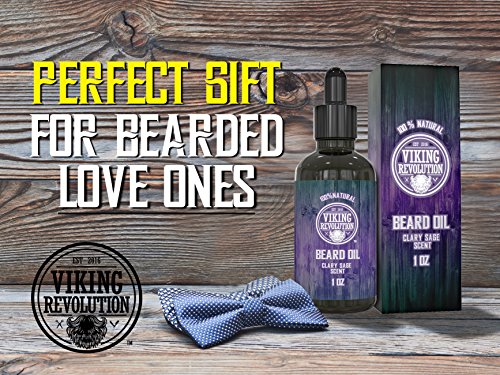 Viking Revolution Beard Oil Conditioner - All Natural Clary Sage Scent With Argan & Jojoba Oils - Promotes Beard Growth - Softens & Strengthens Beards And Mustaches For Men (1 Pack) #TOP4