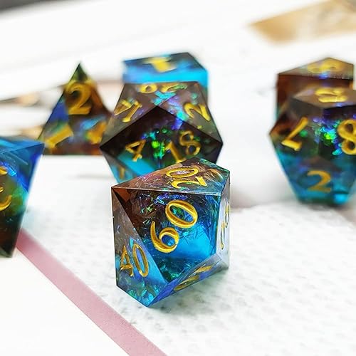 Miniatura 3 de LANGWEI DND Dice Set de dados de resina D&D Polyhedral Dice Wcaja de regalo, dados de juego de rol para juegos de mesa TRPG Dungeons and Dragons