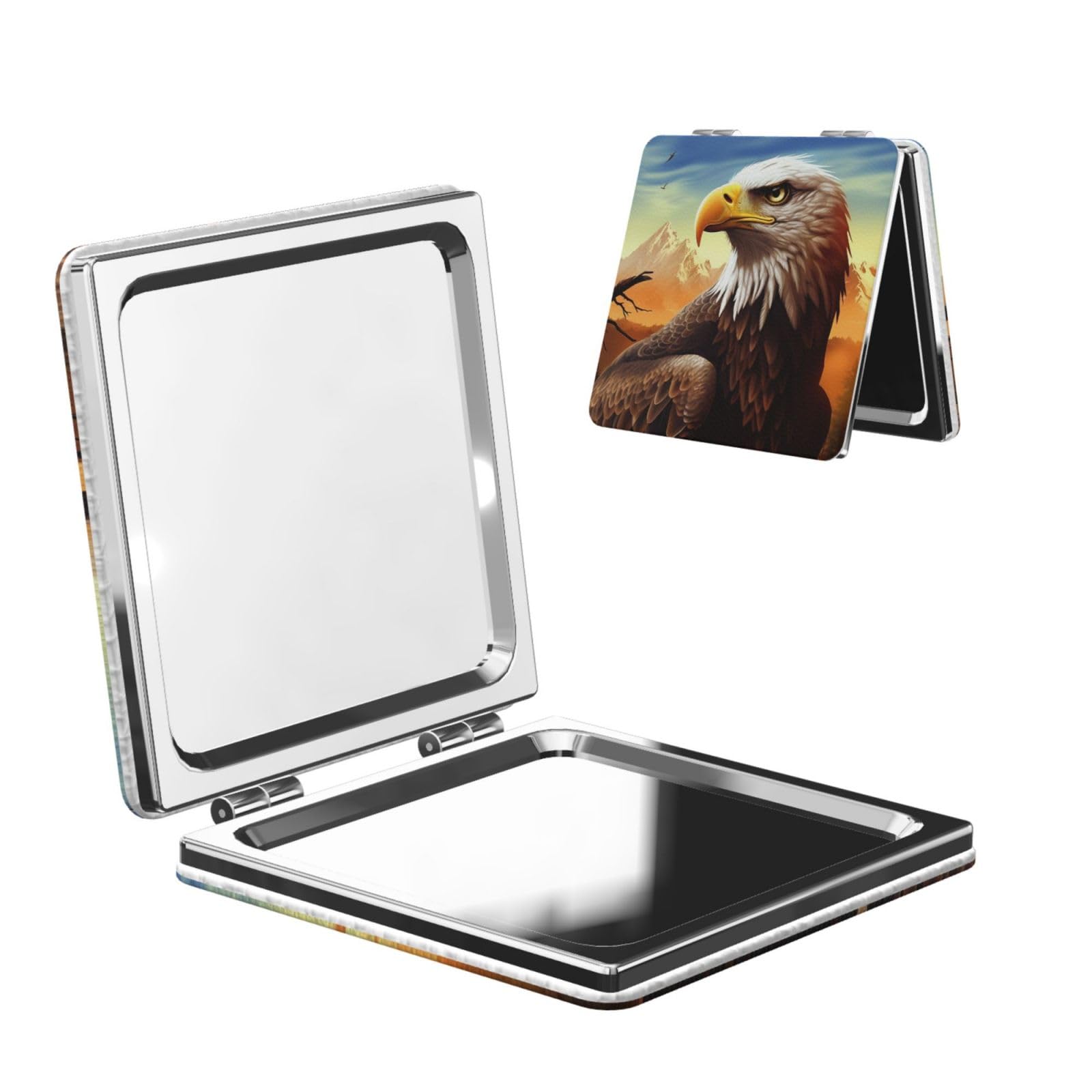 DWVTSLH Eagle Compact Mirror for Purse, Double-Sided 2X/1X Magnifying Mirror for Women Men, Travel Makeup Mirror for Handbag, Handheld Vanity Mirror for Gift