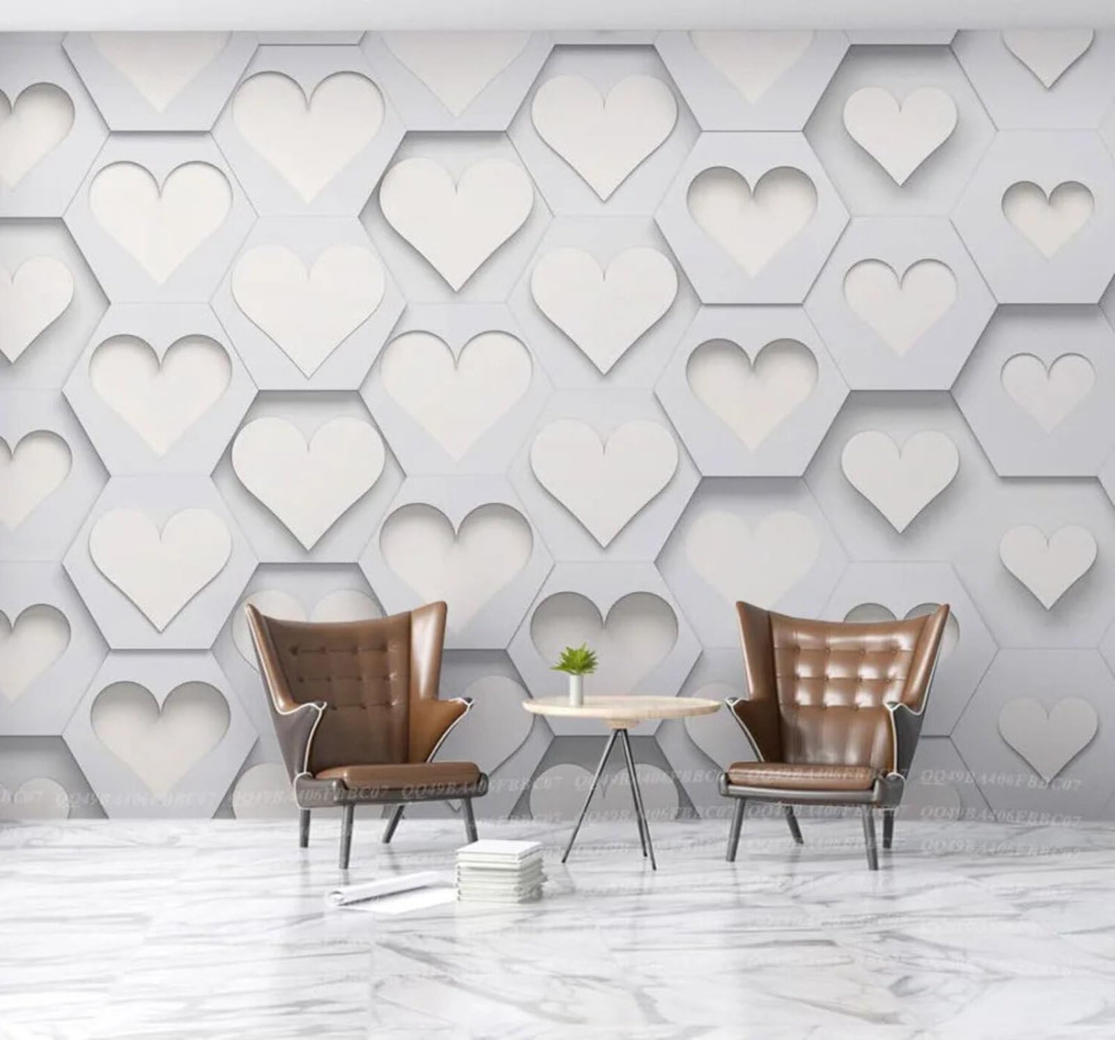Wallpaper-3D-Xlm 250Cm×170Cm(B×H) Abstract Relief Three Dimensional Heart Art 3D Wallpaper Easy Install Feature Office Living Room Sofa Bedroom Tv Background Wall Decoration-250Cm×170Cm