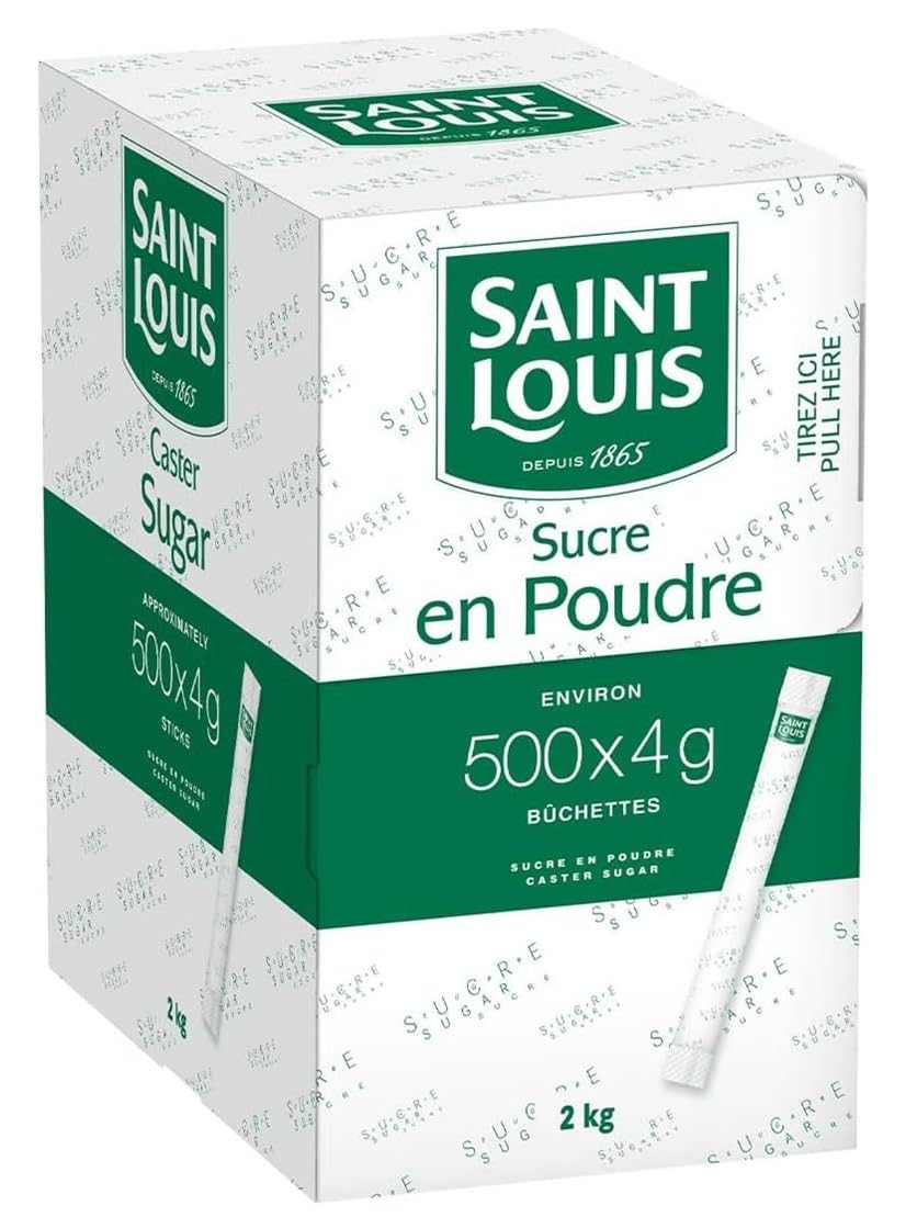 SUCRE BLANC EN POUDRE SAINT LOUIS - 500 BÛCHETTES DE 4g - 2 KG SUCRE IDÉAL POUR LES PROFESSIONNELS