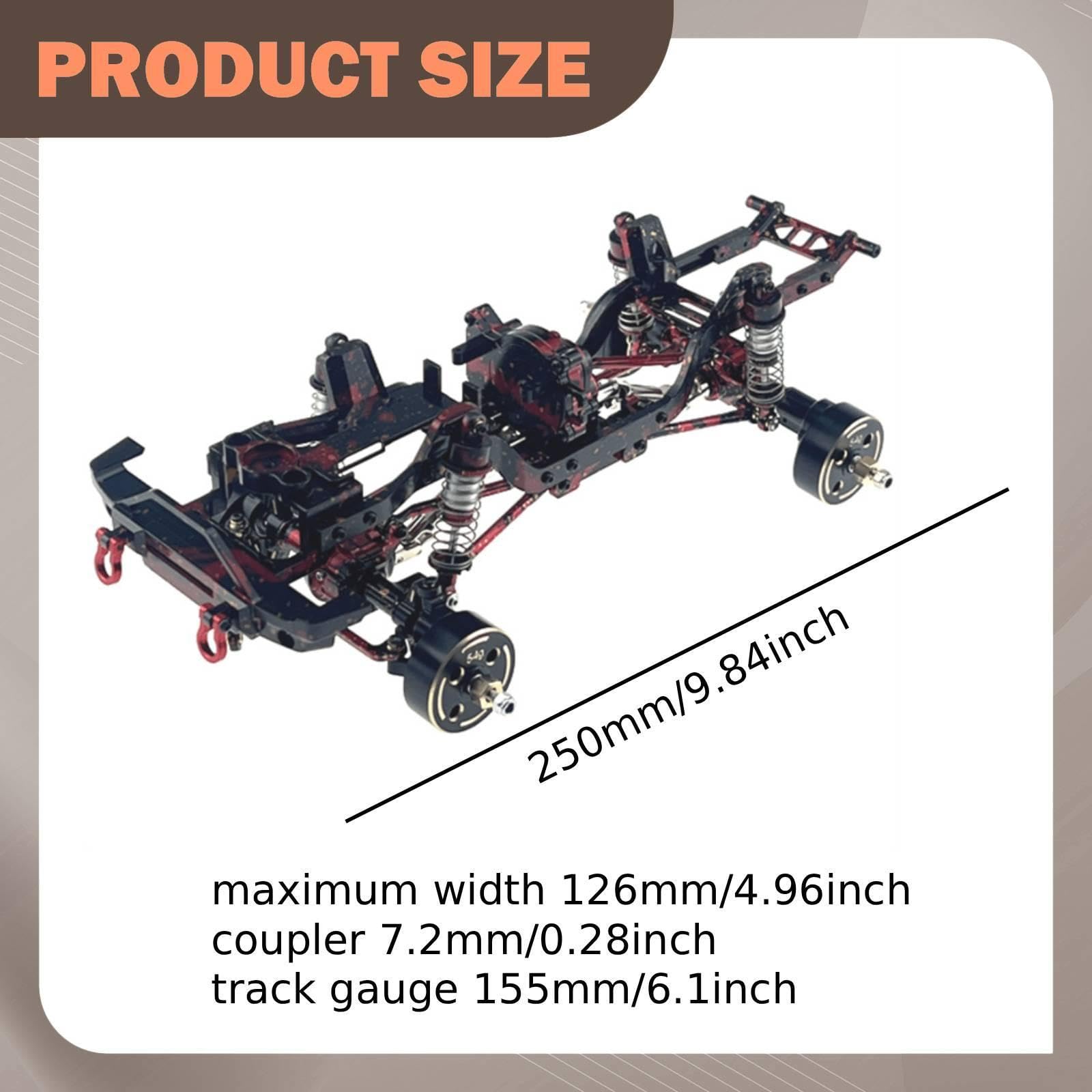 Chasis Metálico para Coche RC 1 18 Bastidor Marco Estructura Mecanizado de Alta Precisión con Layout Modular para Fácil Desmontaje Compatible con, Negro Rojo