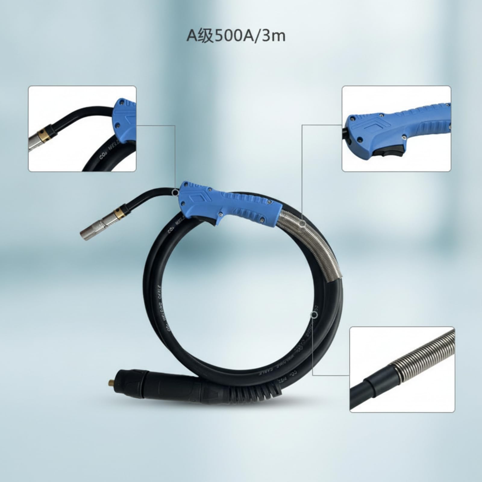 B Baosity Antorcha de Soldadura MIG Soplete de Gas Pistola de CO2 Construcción Robusta Protección de Gas Estable y Manejo Flexible Adecuada para Taller de, 3m, A款500A