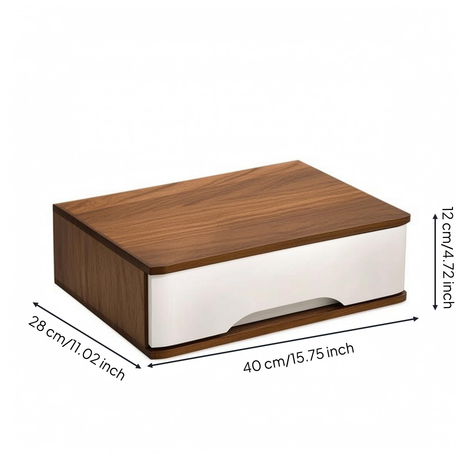 da Scrivania Cassettiera Organizer Contenitore Cassetti in Paulonia con Cassetti Sovrapposti Estraibili Adatto per Camera da Letto Scrivania Studio Spazio Piccolo, Noce, 40 28 31CM