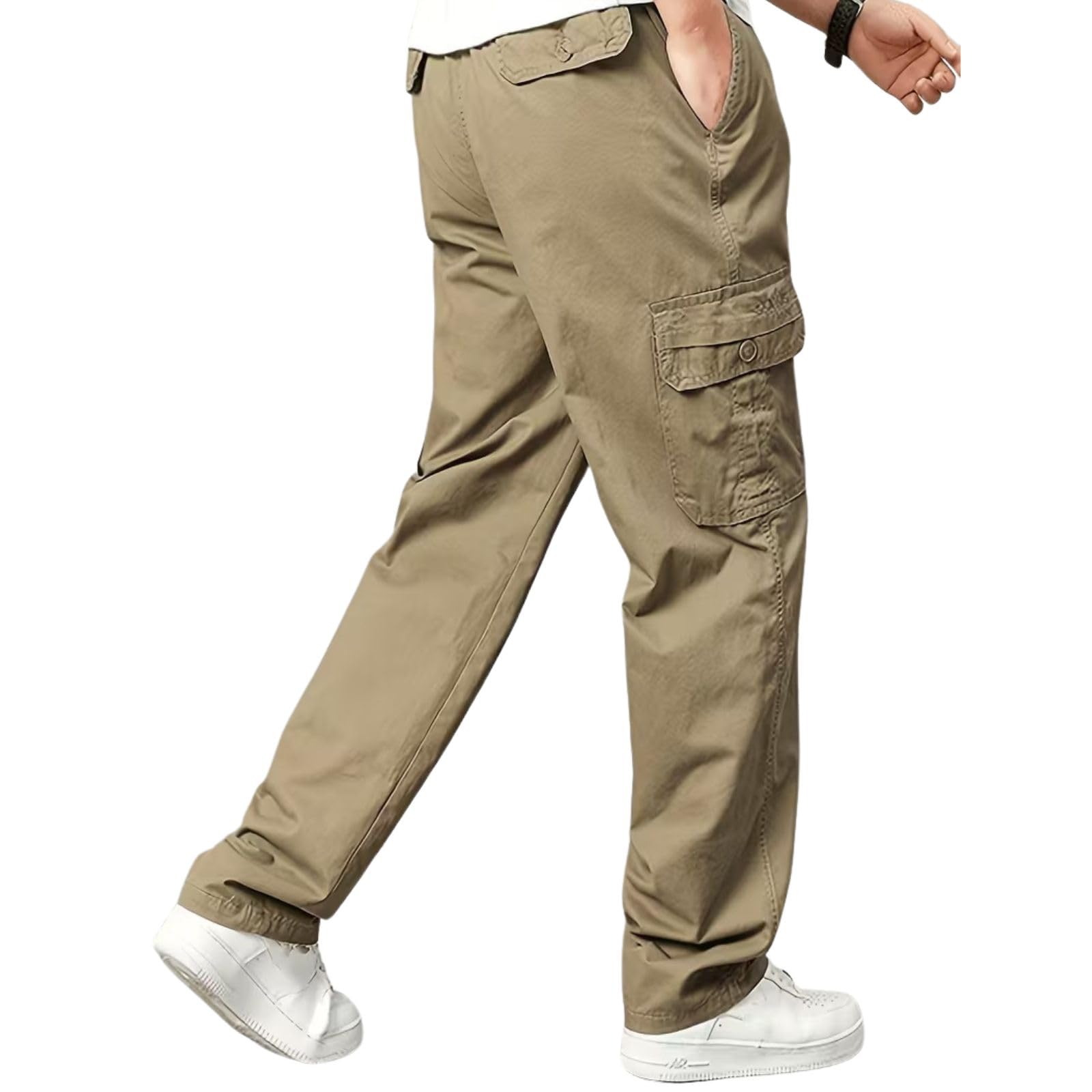 Men's Pure Cotton Cargo Pants | Regular Fit Multi-Pocket Casual Trousers for Men | Solid Black Utility Cargo Bottom Wear | Comfortable Everyday Wear Pant-picture-51