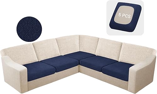 Miniatura 43 de HDCAXKJ Fundas impermeables de cojín para sofá modular, 11 piezas, tela jacquard elástica en forma de L, funda para sofá esquinero, funda trasera,