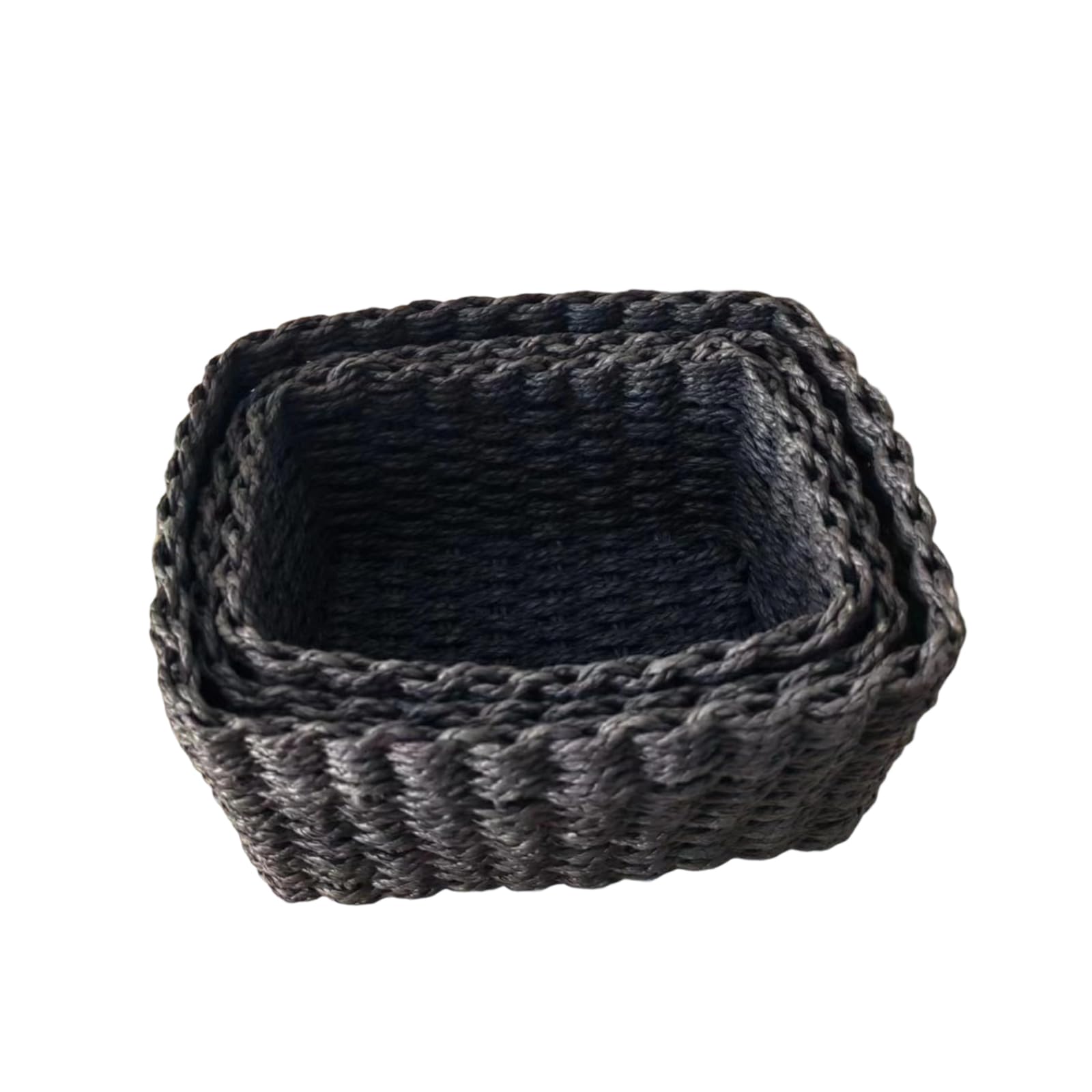 Korean Inspired Paper Weave Storage Baskets Set of 3 Sturdy Foldable Organizers for Bedroom Decors Decorative Paper Rope Organizing Baskets