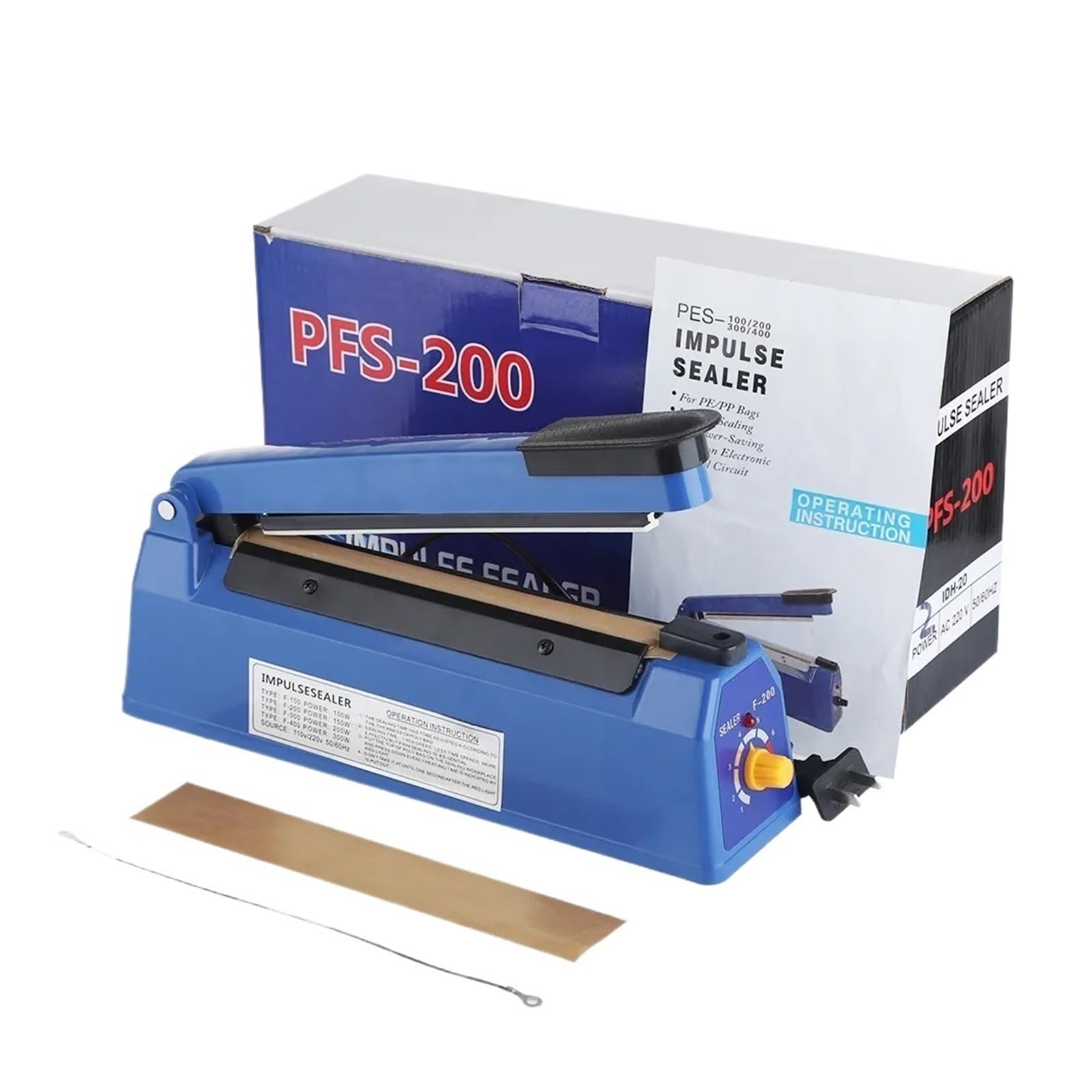asdchZen Electric Sealing Machine Plastic Bags Sealer Heat Hand Press Seal Food Bag Impulse Packaging Clean And Neat Sealing (20Cm)