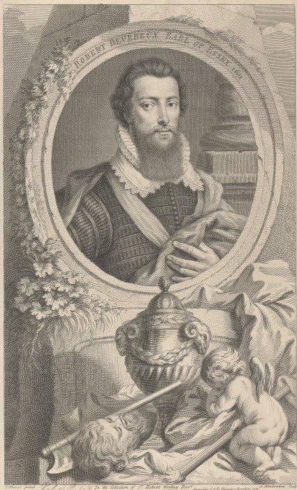 Poster impression sur toile Robert Devareux comte d'Essex par Jacobus Houbraken salon 60x90cm