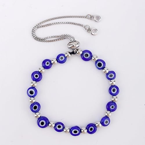 Miniatura 5 de Pulsera ajustable contra el mal de ojo para mujer, pulsera de la suerte azul con dije de mal de ojo, joyería de buena suerte para energía positiva