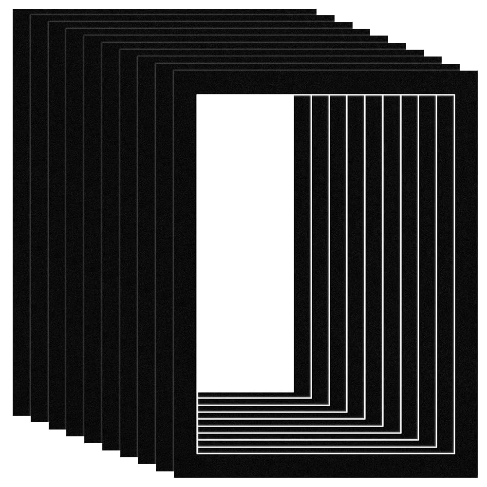 Procut Global 16x12" Black Picture Mounts Board to Fit 14x10" Aperture Size - Photo Mount Card Ideal for Prints, Artwork, Crafts & Certificates - Sizes & Colors Available - Pack of 10 โ image 1