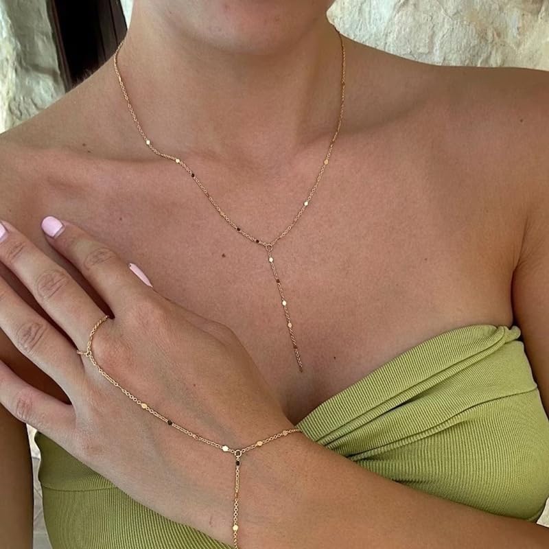 Boho Ring Bracelet Hand Chain Sequins Dainty Bracelets Chain Jewelry for Women Finger Ring Bracelet Jewelry - Image 5