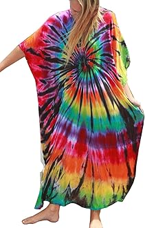 YouKDSummer Cotton Floral Long Kaftan Bohemian Kimono Beach Swimsuit Cover Up Maxi Dress for Women