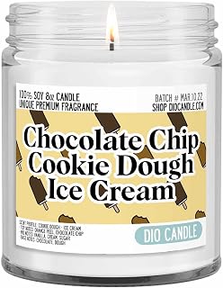 Chocolate Chip Cookie Dough Ice Cream Scented Candle - Smells Like Cookie Dough - Ice Cream - 100% Naturally Vegan Soy and Premium Fragrance | Handmade in Denver, Colorado (8oz Glass Jar)
