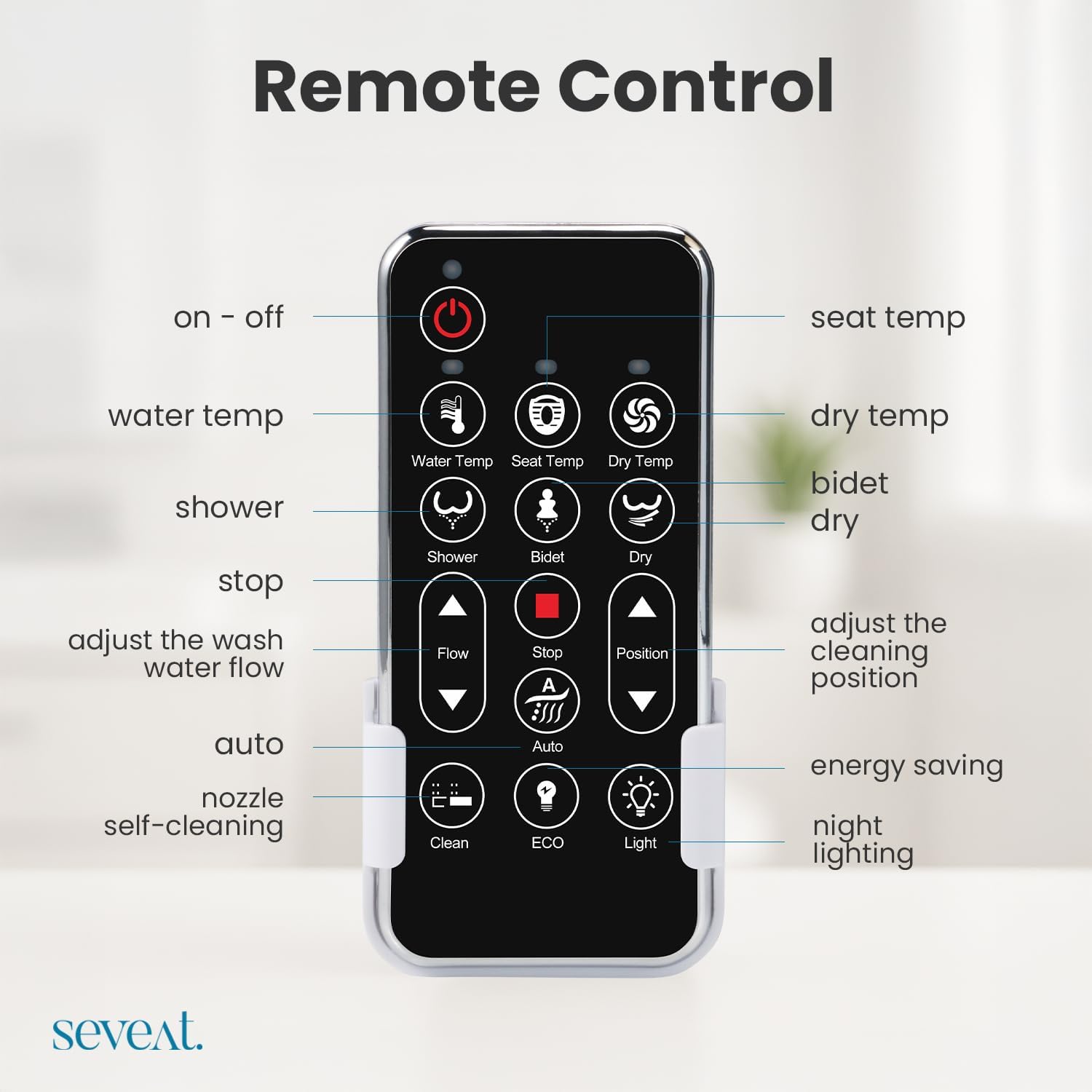 Electric Heated Bidet Toilet Seat – Instant Warm Water, Dryer, Feminine and Rear Wash | Wireless Remote | Self-Cleaning Nozzle | LED Temperature Display | Bathroom Comfort and Hygiene (Rounded)