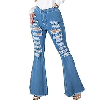 Amazon.com: TNXZ Jeans for Women Stretch Ripped High Waisted
