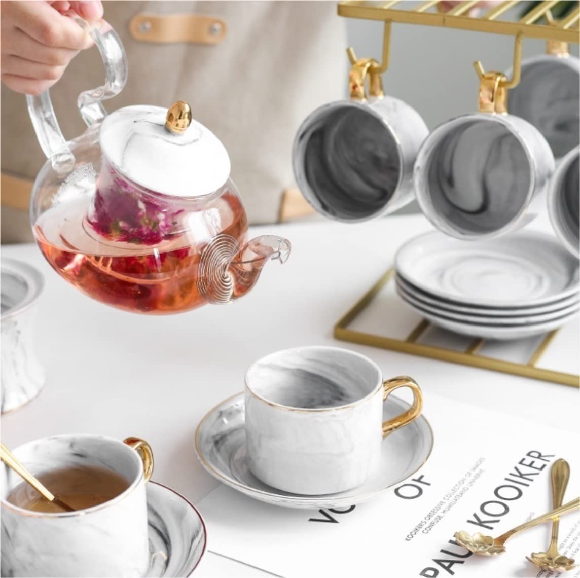 Zestaw Filiżanek Do Herbaty Kawy Europejski Zestaw Do Herbaty Popołudniowa Herbata Ceramiczny Garnek I Zestaw Filiżanek Świeca Ogrzewanie Szklany Czajniczek Kubki Do Kawy Taca Porcelanowa Strona Główn