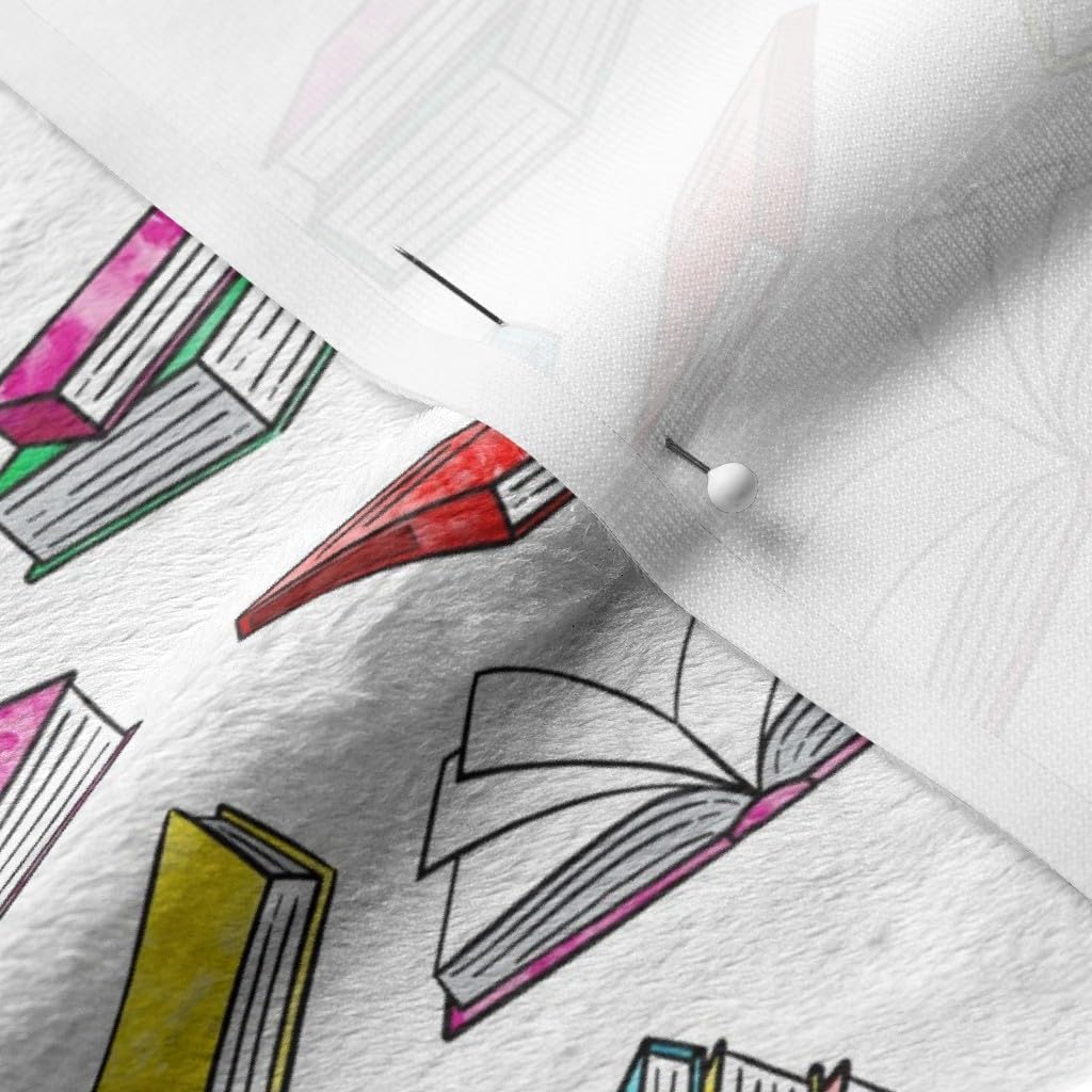 Spoonflower Fabric - Books Watercolor Bold Book Trendy Back School Librarian Cute Kids Printed on Minky Fabric by The Yard - Sewing Baby Blankets Quilt Backing Plush