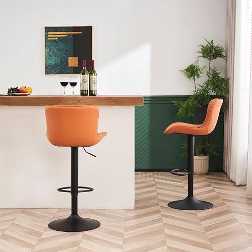 Miniatura 83 de YOUNUOKE Taburetes de bar de altura de mostrador para isla de cocina de 24 pulgadas, de metal, negro, juego de 2 taburetes giratorios ajustables con