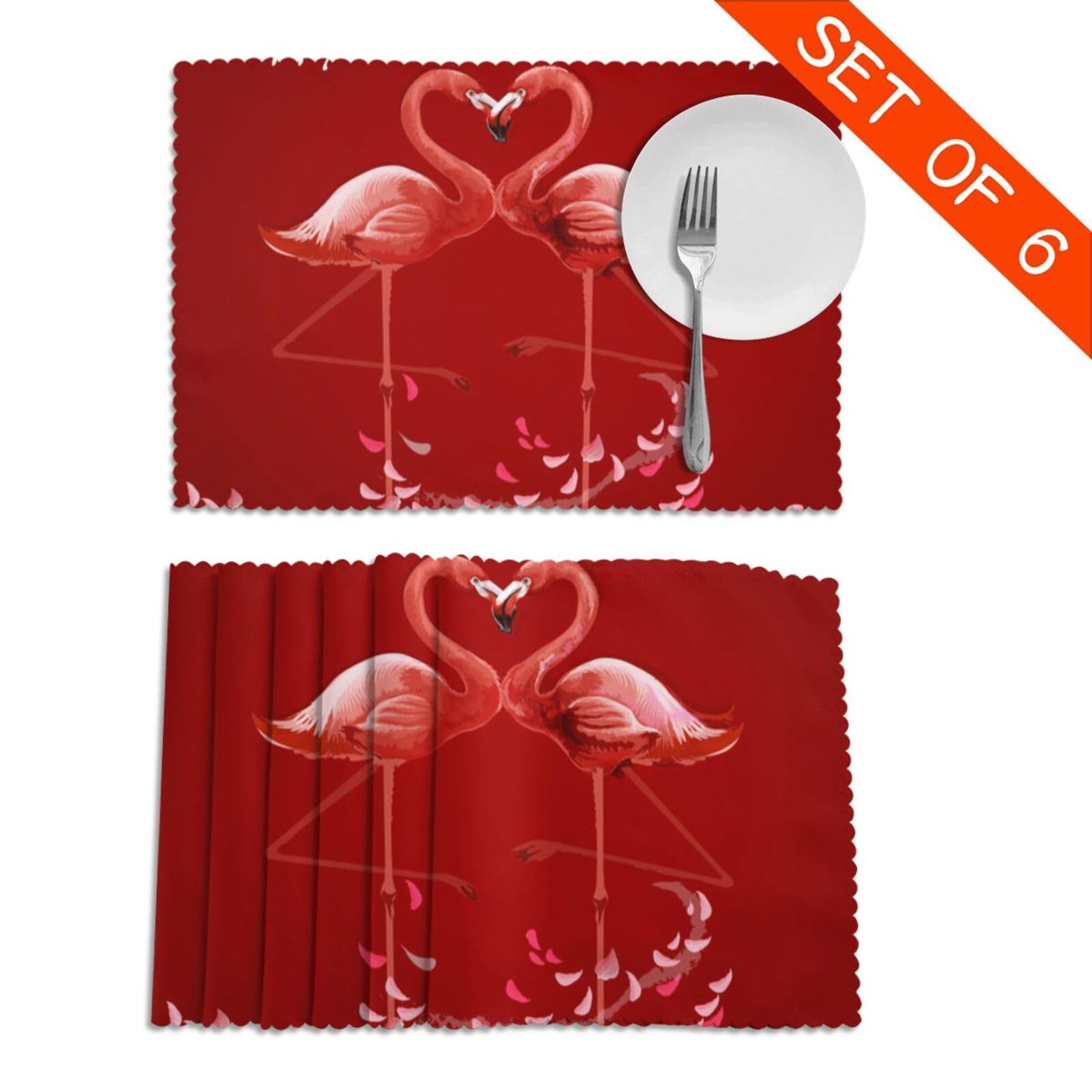 SharkBliss Valentinstag Tischsets 4er-Set – Büffelkaro, 30.5x45.7 Cm, Baumwolle, Waschbar