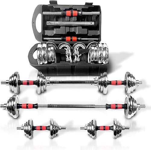 Transforma tu entrenamiento con el juego de mancuernas ajustables, versátil combo de mancuernas y mancuernas de 44 libras para gimnasio en casa,