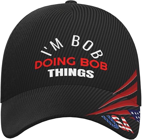 Miniatura 2 de Gorra de béisbol con texto en inglés "I'm Bob Doing Bob Things Dad" para hombre, estilo vintage de los años 90, de mezclilla lavada, ajustable, con