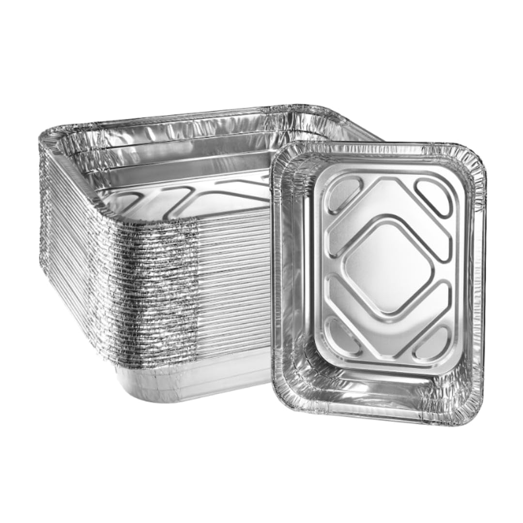 Green Direct Sartenes desechables de aluminio para mesa de vapor, sin tapas para cocinar, hornear, paquete de 25