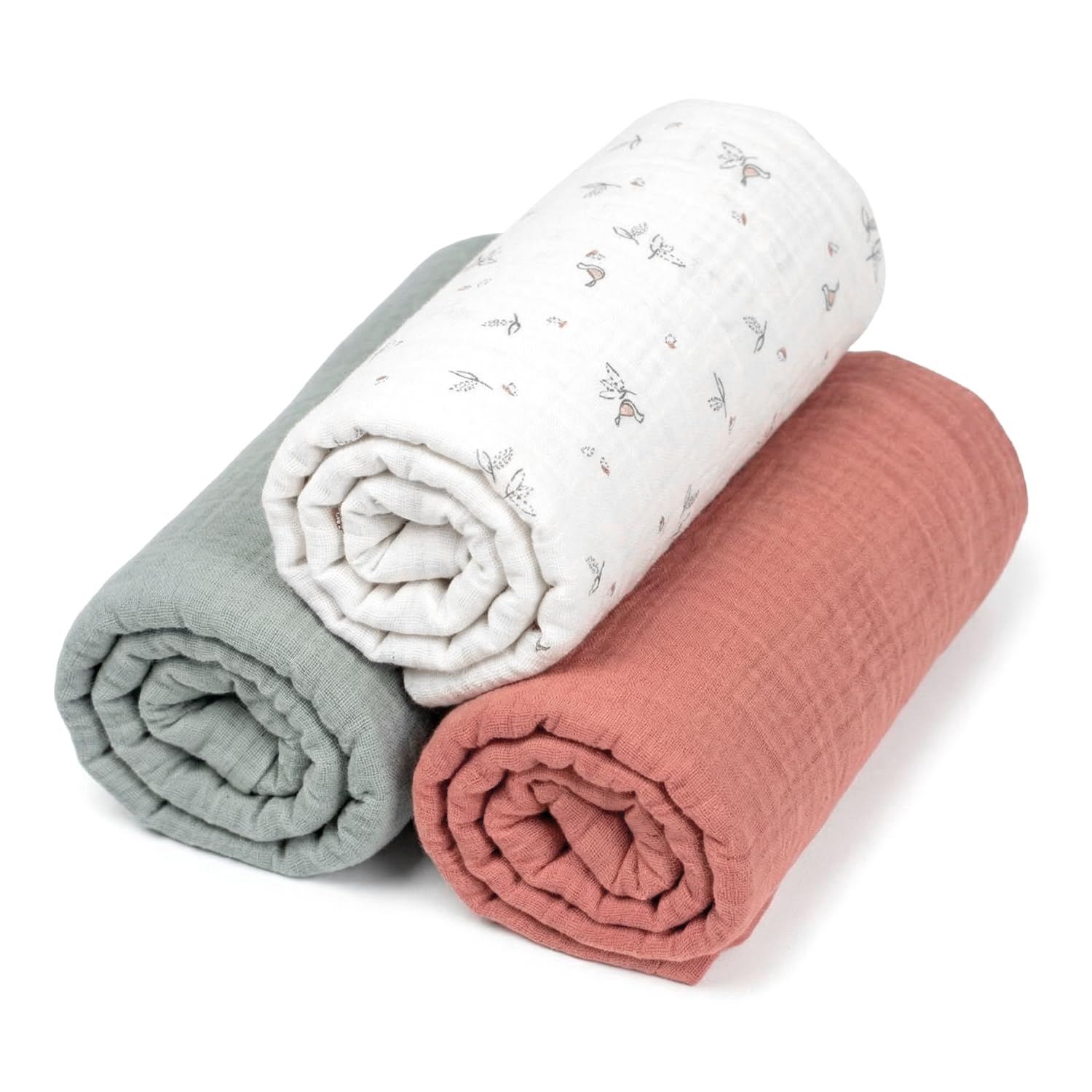 SEVIRA KIDS | Lot de 3 Draps Housses couffin en Gaze de Coton, Melody - 70 x 30 cm - Made in France