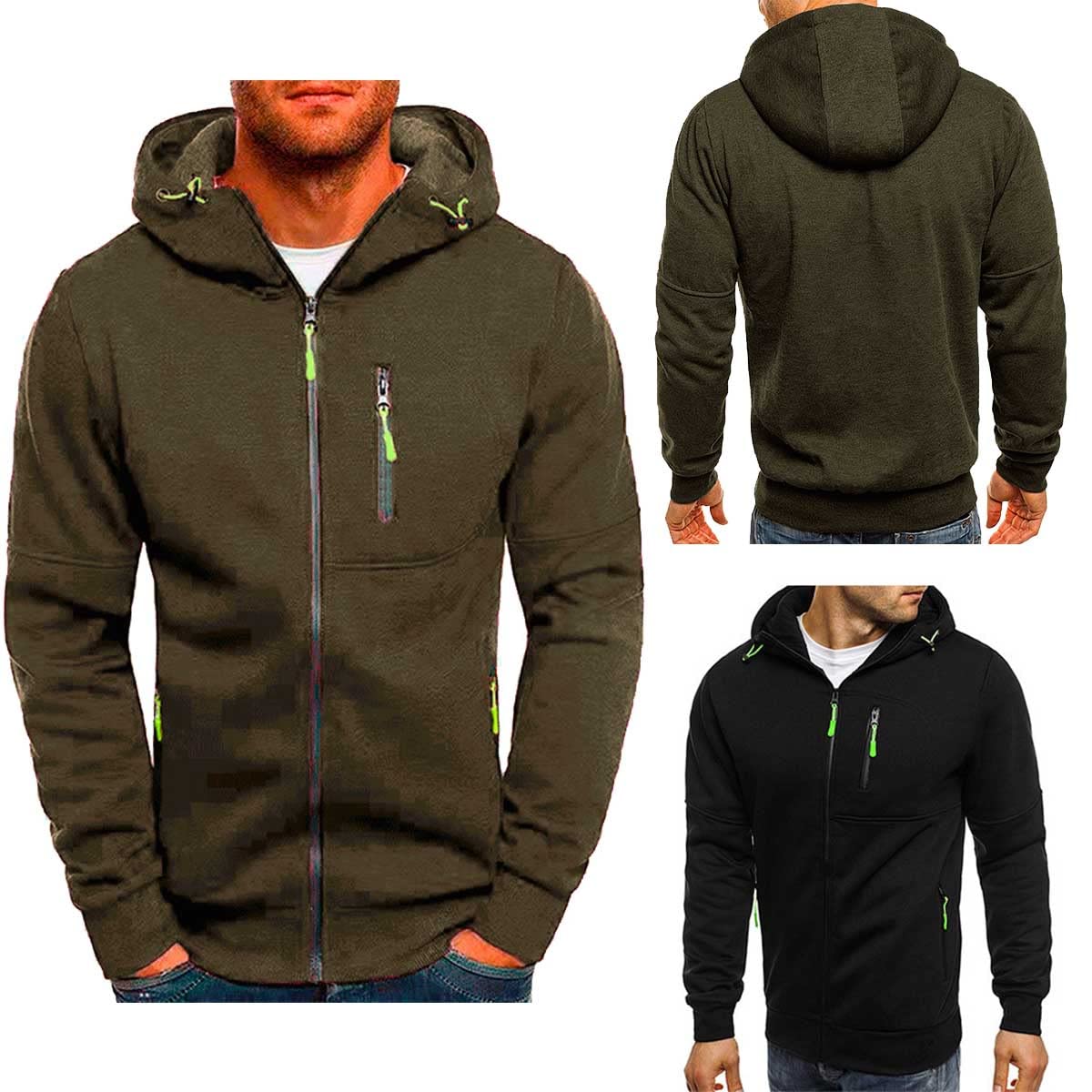 Pantaloni Cargo Uomo Slim Felpa Con Zip Uomo Foderata In Pile Slim Fit - Jogger Casual Con Tasche, Taglie S-3XL, Multicolore Con Cerniera Senza Cappuccio - Foto 8