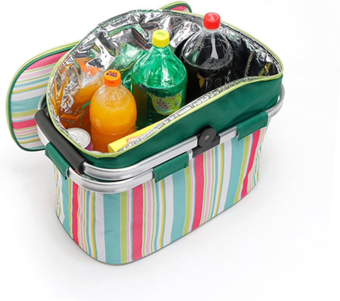 26l Collapsible Picnic Basket Insulated Lunch Bag Cooler Portable Cooler Bag for Camping
