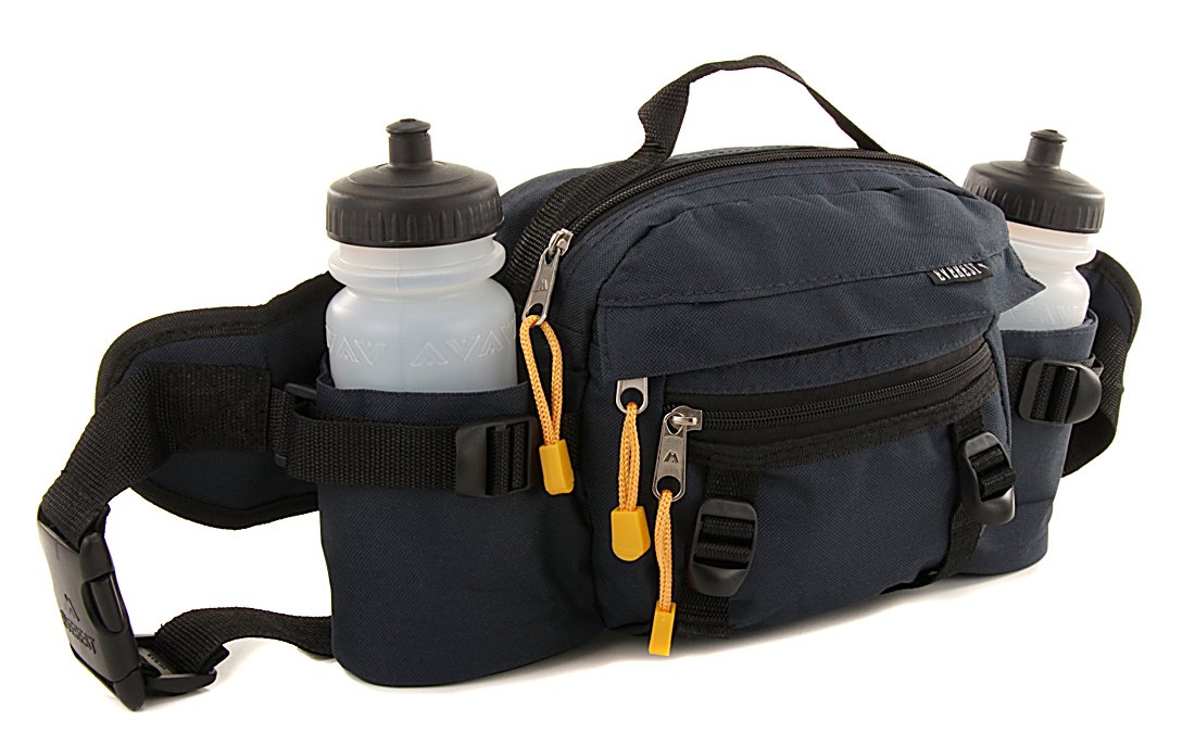 Everest Hiking Sports Dual Bottle Navy Fanny Waist Lumbar Pack Bag 2 Squeeze Bottles Included
