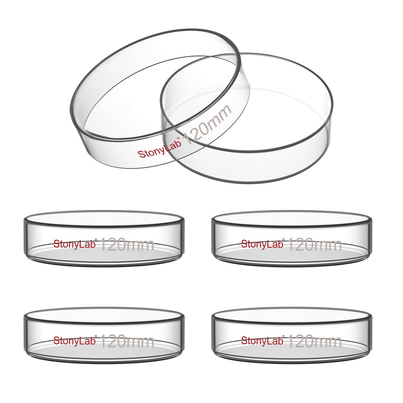 stonylab Glass Petri Dish with Lid, 5-Pack Borosilicate Glass Clear Culture Dish for Laboratory, 90x20 mm — Amazon image 10