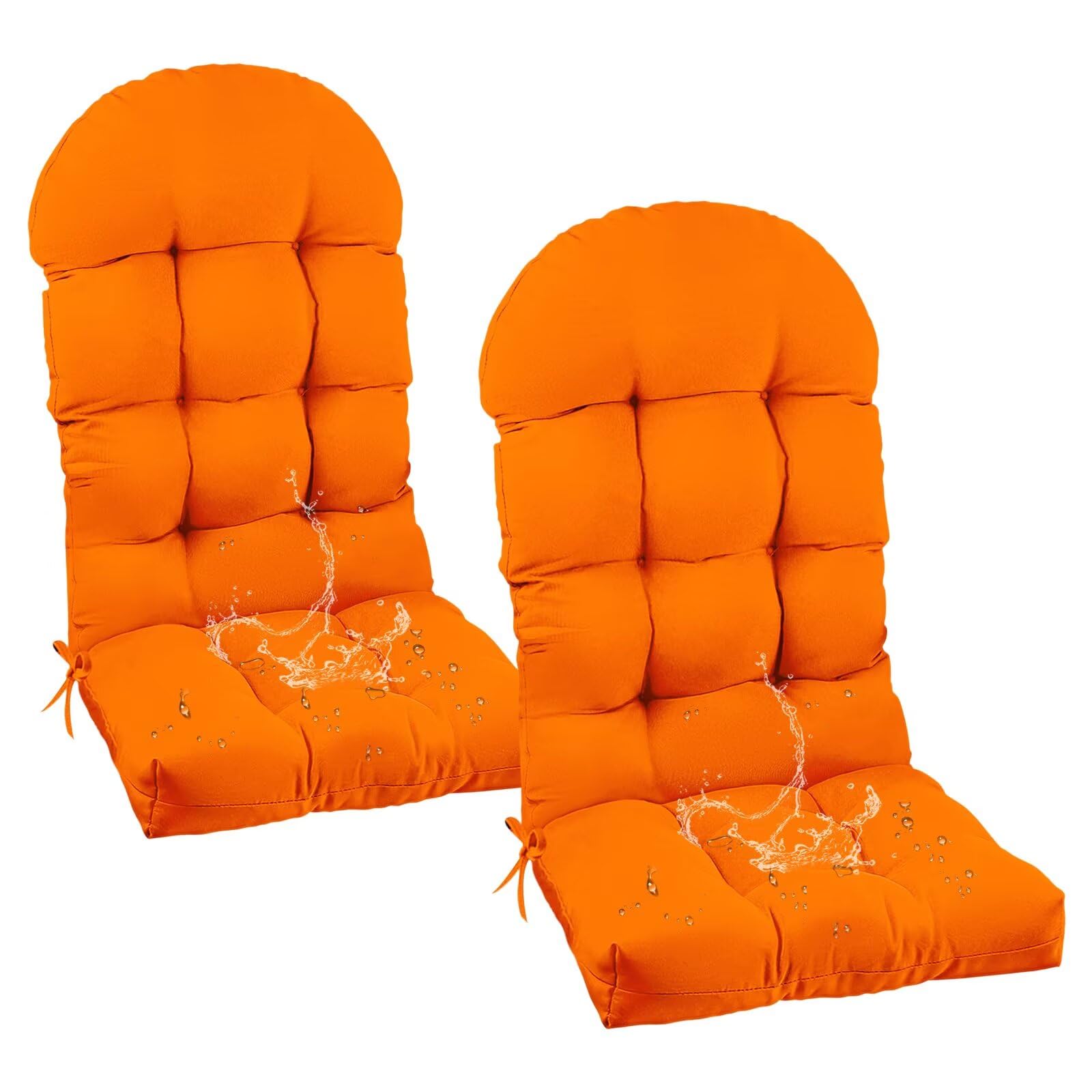 Outdoor Adirondack Chair Cushions Set of 2 Orange Waterproof Outdoor High Back Patio Cushions For Garden Porch Beach Pool, 47"x19.68" Non-Slip Thick Replacement Cushions for Rocking Chair Garden — image 1