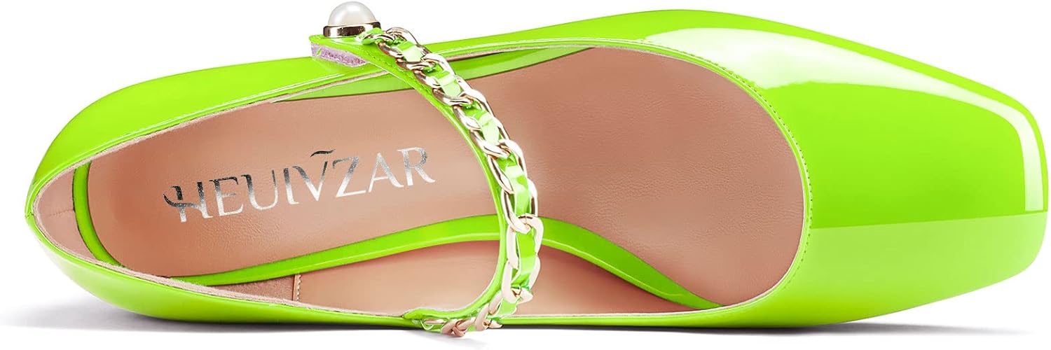 HEUIVZAR Womens Pumps Wedge Heel Mary Jane Square Toe Low Chunky Block Heel Patent Dress Shoes 2 Inch - Image 4