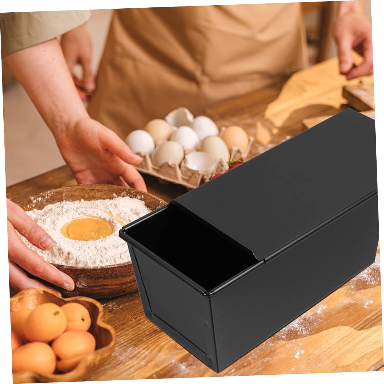 Ipetboom Antihaft Backform mit Deckel Hitzebeständige Kastenform für Toastbrot Runde Brotbackform Gleichmäßige Wärmeleitung DIY Brotlaib Backform für Küche und Bäckerei