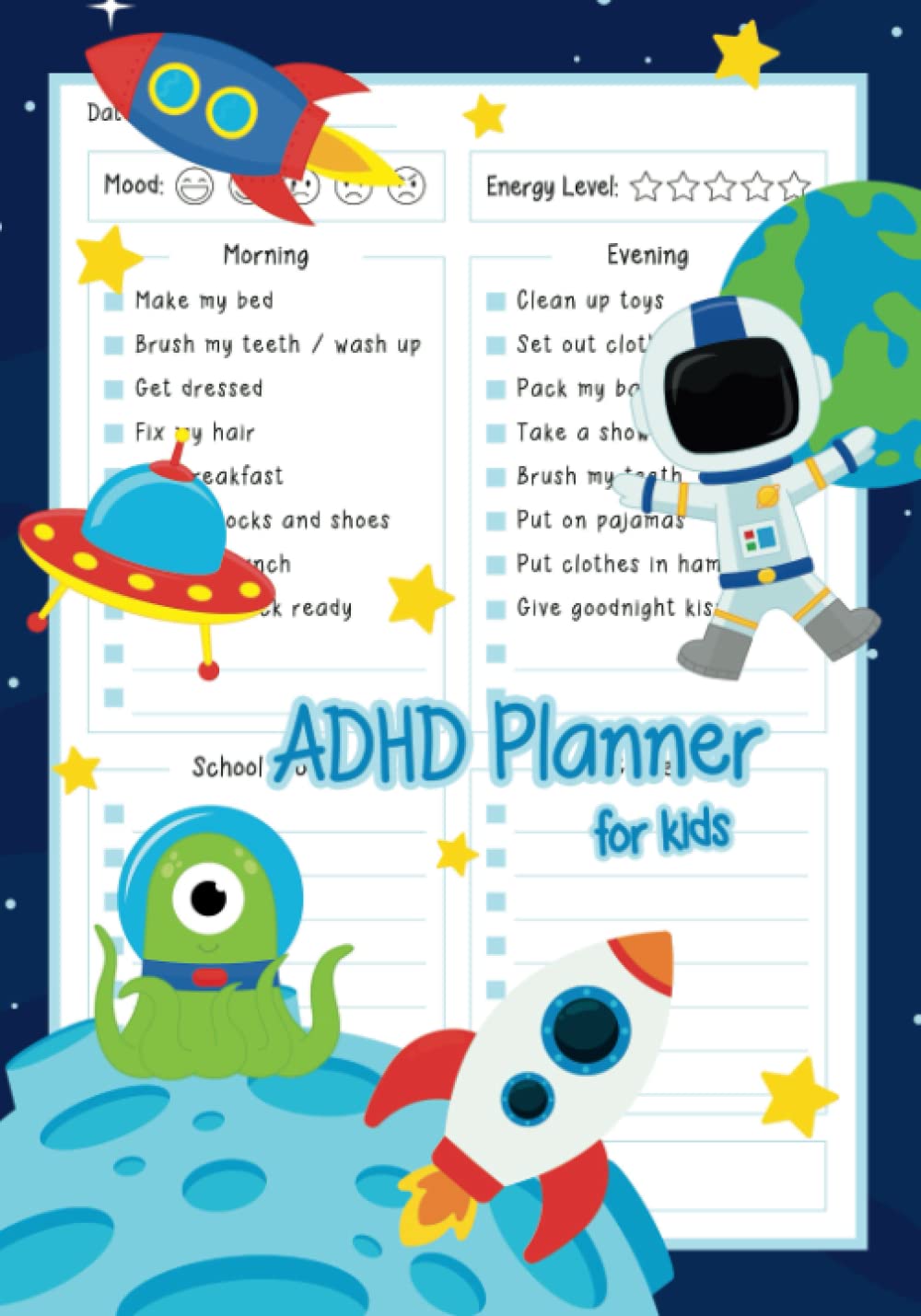 ADHD Planner for Kids: ADHD Daily Planner for Kids with Checklist, Chores, Schoolwork, Gratitude, & Mood to Manage Their Time and Get Organized (Includes Weekly Planner) thumbnail