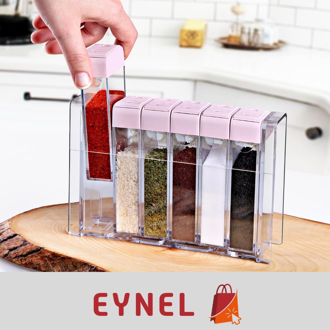 Standlı Baharatlık Seti Delikli Kapaklı Baharat Saklama Takımı Baharat Saklama Kapları Baharat Kutusu (Antrasit, 6'lı Set)