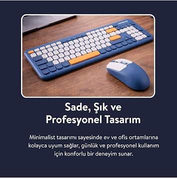 Geezer Soft Touch Kablosuz Klavye Mouse Set Mavi SMK-687