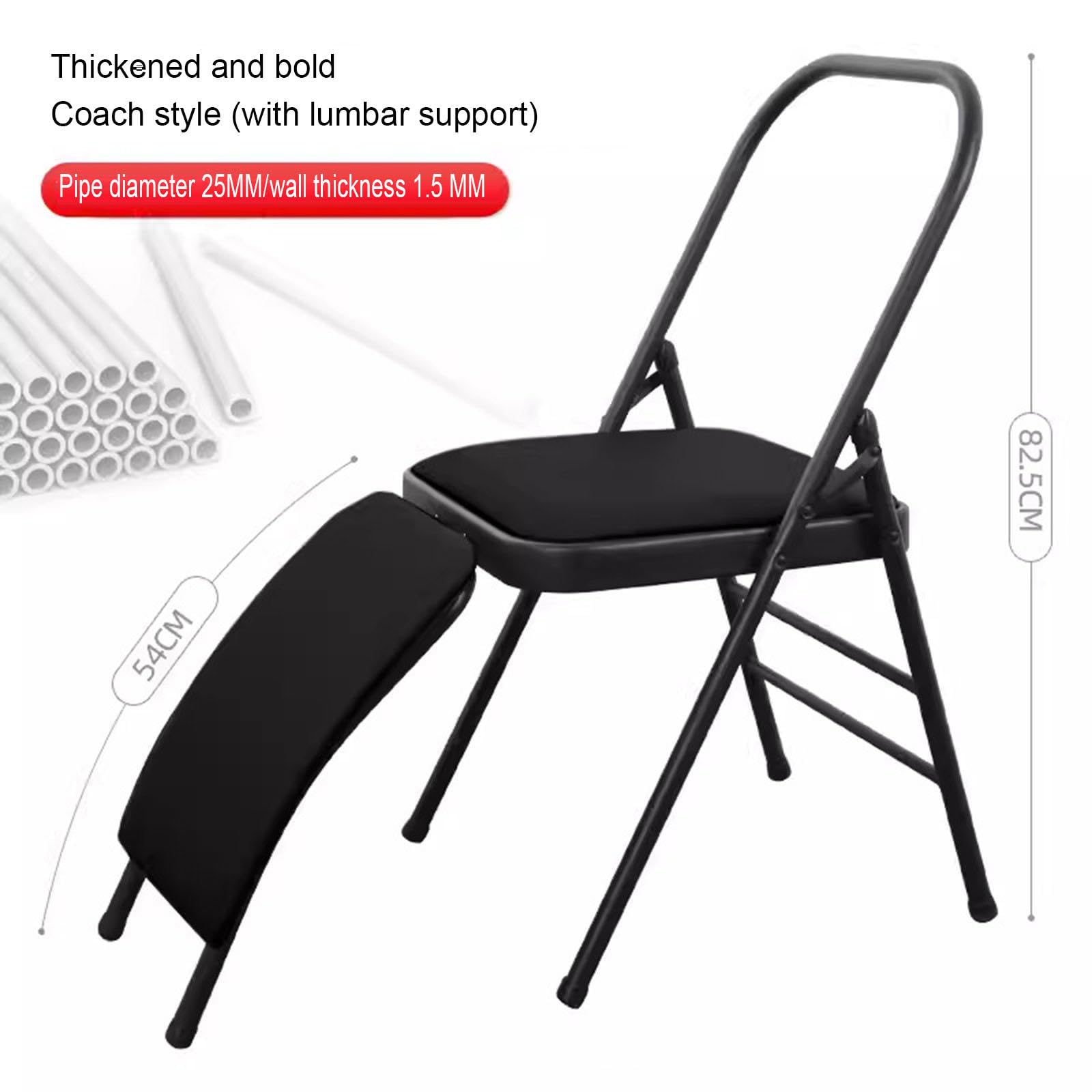 Krzesło Do Jogi Składane Krzesło Bez Pleców - 480lb Metal Back Bender Lounge Inwersyjny Trener Do Stania Na Rękach - Rekwizyty Do Jogi Krzesło Do ćwiczeń Regenerujące,Black