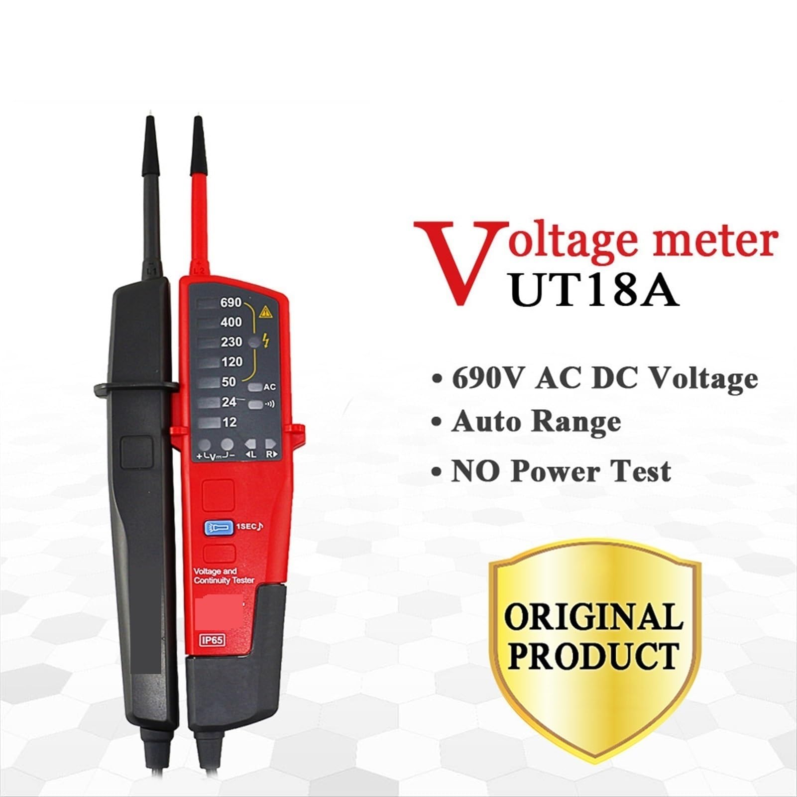 Voltímetro Digital UT18B UT18D AC DC Tester Continunity Voltage 69 0V LCD Mostrar Secuencia 3 Fases RCD Probador eléctrico(UT18A)