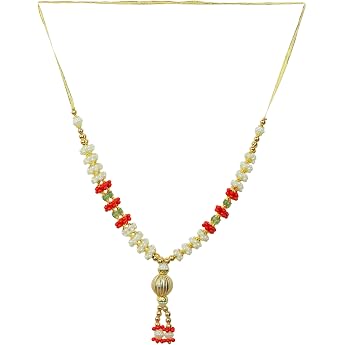 Artificial Mala Pearl Beads Garland Hair Moti for Idol-Mala for God Statues Accessories Pooja Sringar Articles Ornament Indian Traditional Festival Ganesha Decorations Size 7 Inches Multicolour