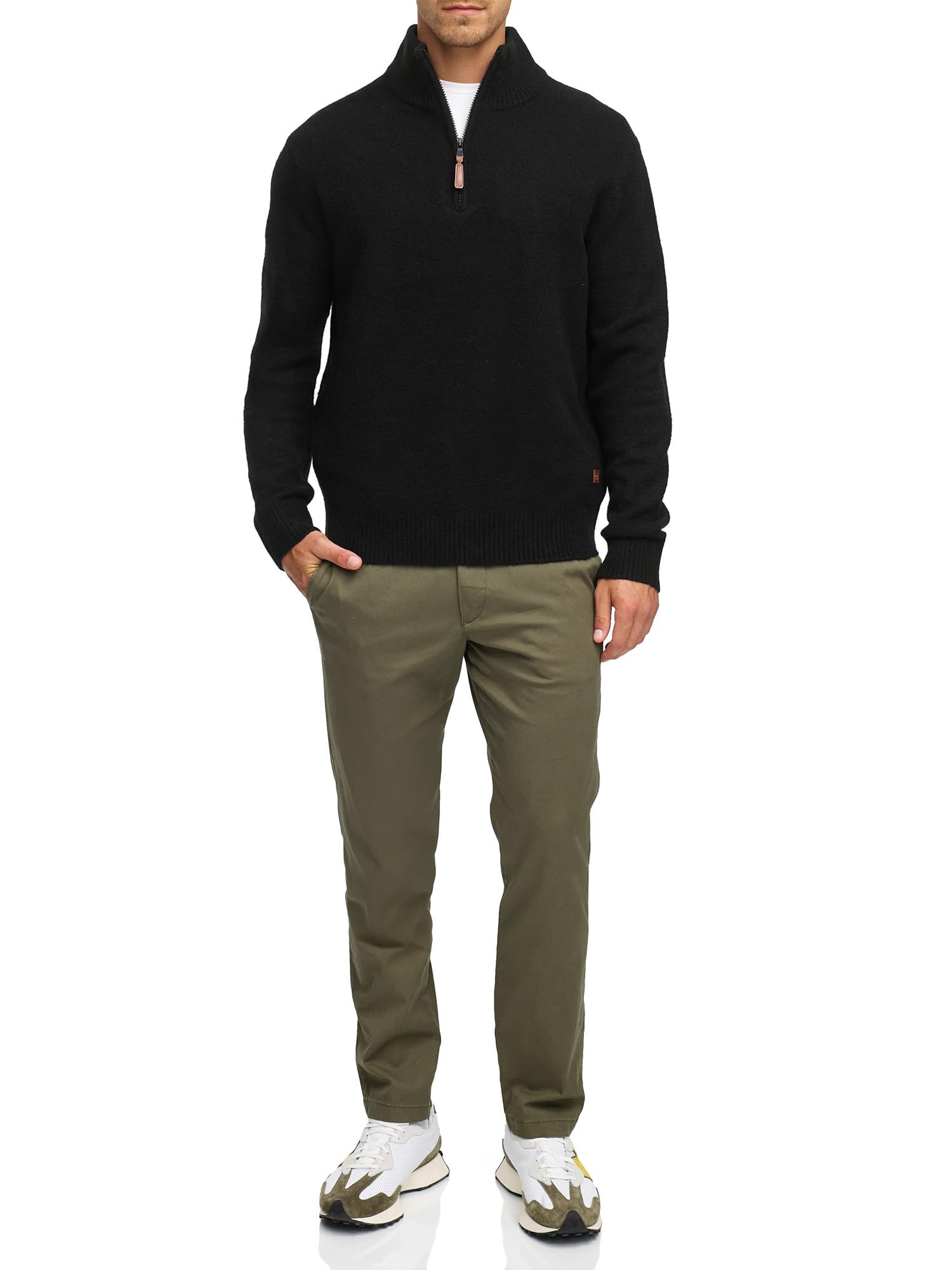 Indicode Jersey de punto fino INTrax de media cremallera para hombre con cuello alto y cremallera | Jersey de punto para hombre