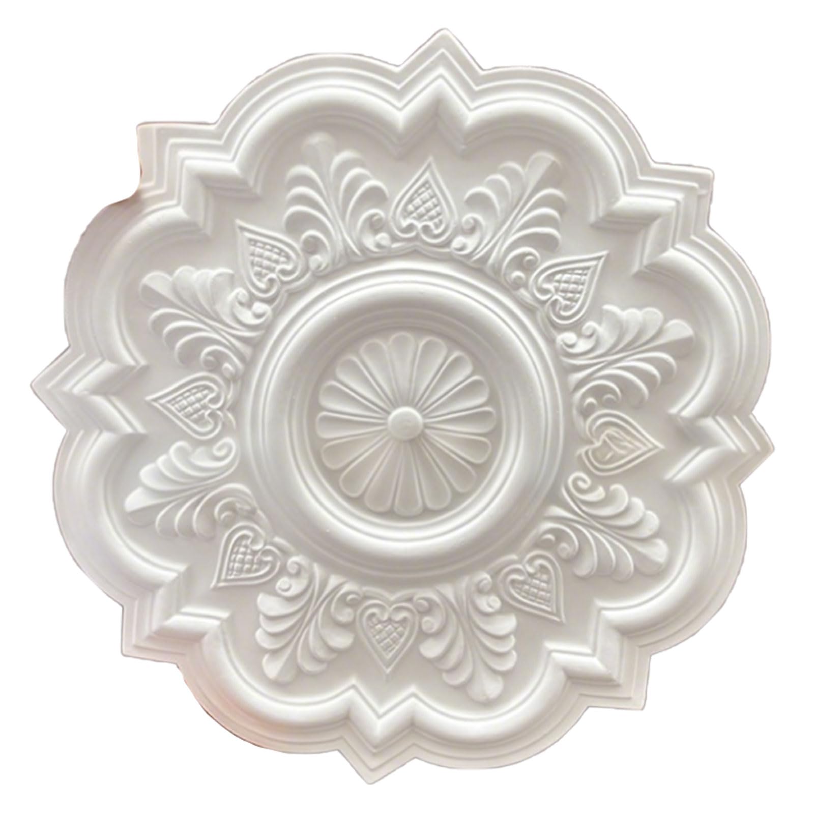 Foelanne White H Ceiling Medallion White Lightweight Pu No Drilling Multiple Sizes(,51Cm)