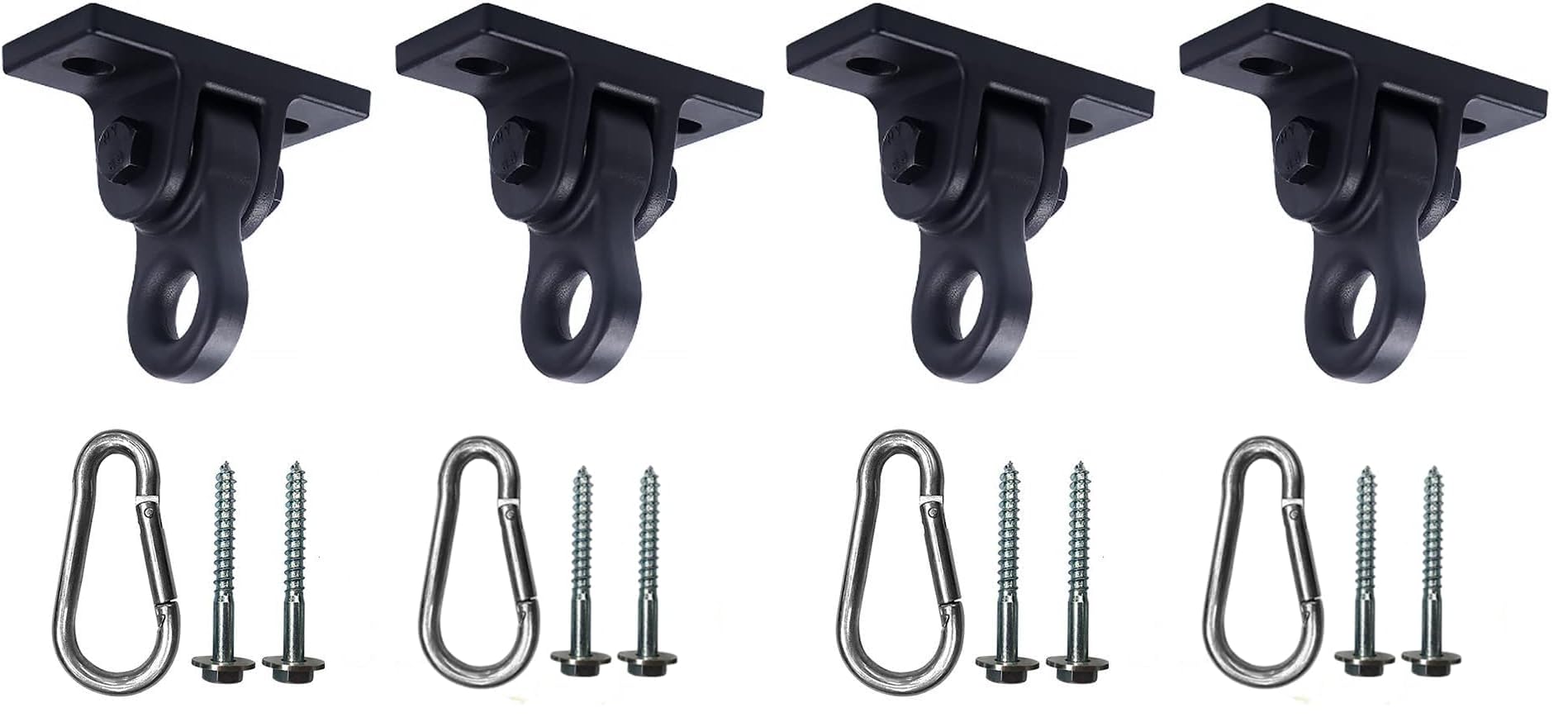 ABUSA Heavy Duty Black Swing Hangers Screws Bolts Included Over 5000 lb Capacity Playground Porch Yoga Seat Trapeze Wooden Sets Indoor Outdoor 4 Pack