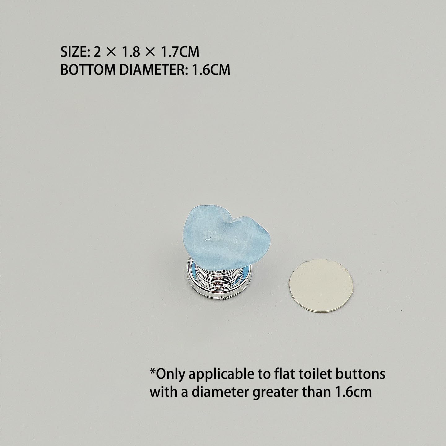 2 Pack Heart Shape Toilet Flush Button Cover, Cute Crystal Push Handle for Toilet Tank, Decorative Bathroom Accessories Easy Press Replacement Button (Blue)
