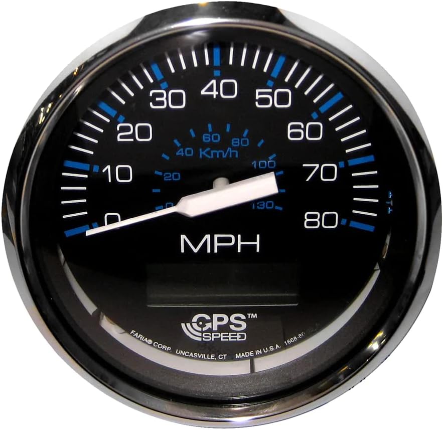 Faria 33730 Chesapeake Speedometer 4" GPS LCD - Black SS, 80 MPH , Beige